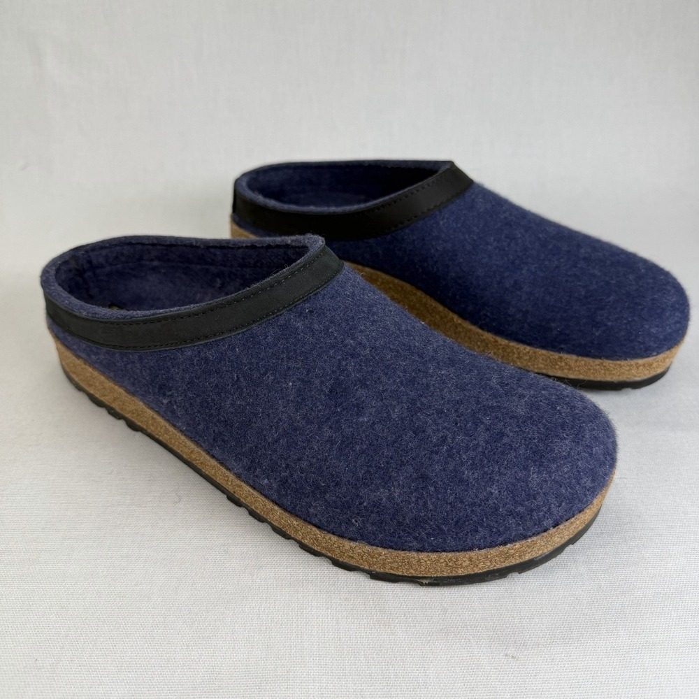 Haflinger GZ Grizzly Classic Wool Clog Shoe Women's Navy Blue Size 42 EU Felt
